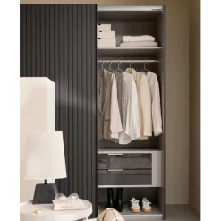Kledingkast Bakel Donkergrijs - 200x216x65 cm