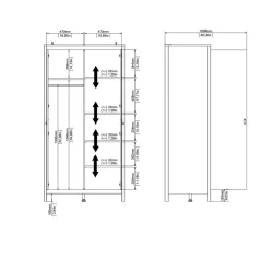 Kledingkast Dallas Wit - 103x199x59