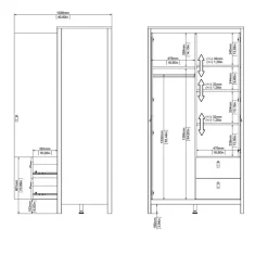 Kledingkast Dallas Wit - 103x199x59