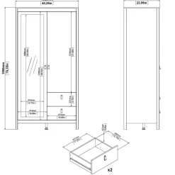 Kledingkast Dallas Wit - 103x199x59