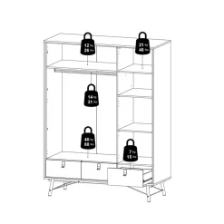 Kledingkast Denver Zwart / Walnoot - 150x200x60 cm