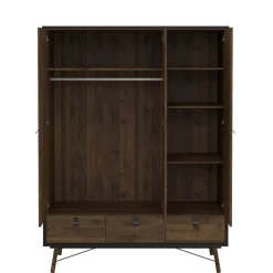 Kledingkast Denver Zwart / Walnoot - 150x200x60 cm