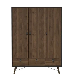 Kledingkast Denver Zwart / Walnoot - 150x200x60 cm
