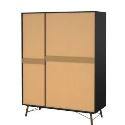 Kledingkast Denver Zwart / Walnoot - 150x200x60 cm