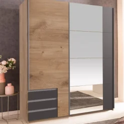 Kledingkast Elsen Grijs - 135x198x64 cm