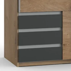 Kledingkast Elsen Grijs - 135x198x64 cm