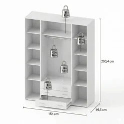 Kledingkast Harper Wit - 154x201x50 cm