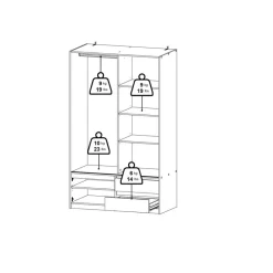 Kledingkast Jasper Eiken - 121x200x60 cm