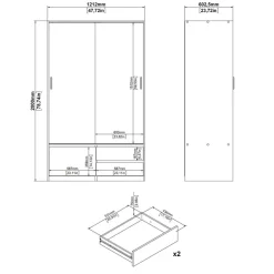 Kledingkast Jasper Eiken - 121x200x60 cm
