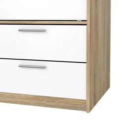 Kledingkast Jasper Eiken / Hoogglans Wit - 121x200x60 cm