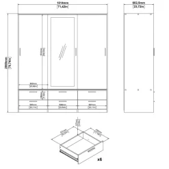 Kledingkast Jasper Eiken / Hoogglans Wit - 182x200x60 cm