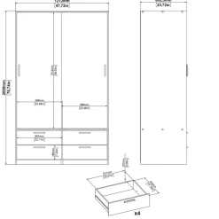 Kledingkast Jasper Wit - 121x200x60 cm