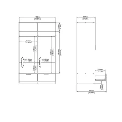 Kledingkast Jasper Zwart / Eiken - 121x200x60 cm