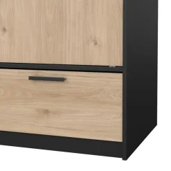 Kledingkast Jasper Zwart / Eiken - 121x200x60 cm