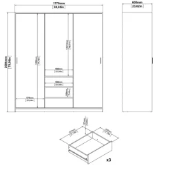 Kledingkast Luna Eiken - 177x201x60 cm