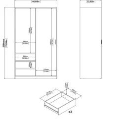 Kledingkast Luna Eiken - 119x201x60 cm