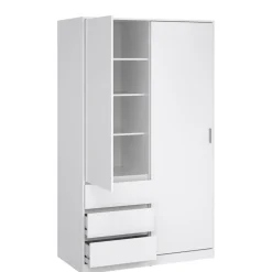 Kledingkast Luna Hoogglans Wit - 119x201x60 cm