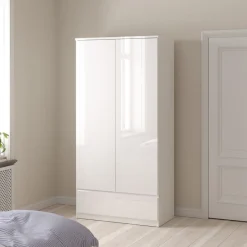 Kledingkast Luna Hoogglans Wit - 99x201x50 cm