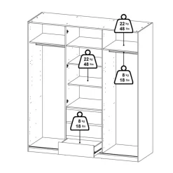 Kledingkast Luna Taupe - 177x201x60 cm
