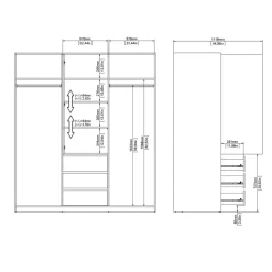 Kledingkast Luna Taupe - 177x201x60 cm