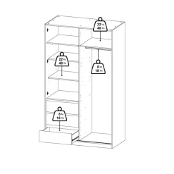Kledingkast Luna Wit - 119x201x60 cm