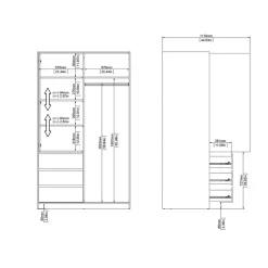 Kledingkast Luna Wit - 119x201x60 cm