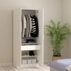 Kledingkast Miami Wit - 79x200x50 cm