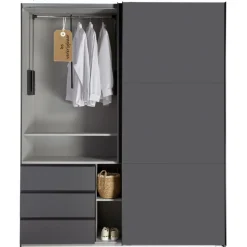 Kledingkast Oss Donkergrijs - 200x236x65 cm