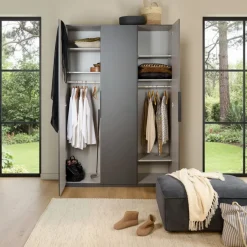 Kledingkast Oss Donkergrijs - 150x236x58 cm