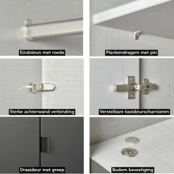 Kledingkast Tudela Donkergrijs - 225x210x58 cm