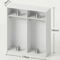 Kledingkast Victor Wit - 170x195x59 cm