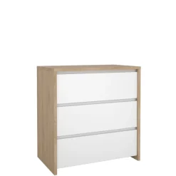 Ladekast Atlanta Eiken / Hoogglans Wit - 80x84x48 cm