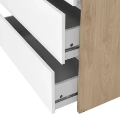 Ladekast Atlanta Eiken / Hoogglans Wit - 80x84x48 cm