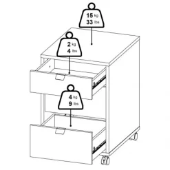 Ladekast Bram Donkergrijs / Eiken - 41x61x49 cm