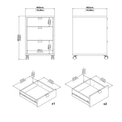 Ladekast Bram Eiken / Wit - 41x61x49 cm