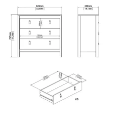 Ladekast Dallas Eiken - 84x80x39 cm