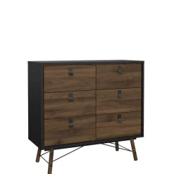 Ladekast Denver Zwart / Walnoot - 102x95x40 cm