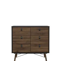 Ladekast Denver Zwart / Walnoot - 102x95x40 cm