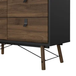 Ladekast Denver Zwart / Walnoot - 102x95x40 cm