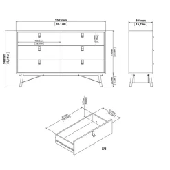 Ladekast Denver Zwart / Walnoot - 150x95x40 cm