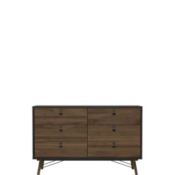 Ladekast Denver Zwart / Walnoot - 150x95x40 cm