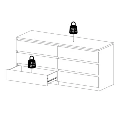 Ladekast Luna Eiken - 154x71x50 cm