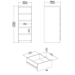 Ladekast Luna Hoogglans Wit - 41x112x50 cm