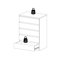 Ladekast Luna Hoogglans Wit - 77x112x50 cm