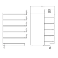 Ladekast Luna Hoogglans Wit - 77x112x50 cm