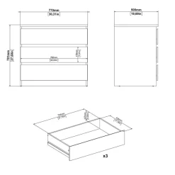 Ladekast Luna Wit - 77x71x50 cm