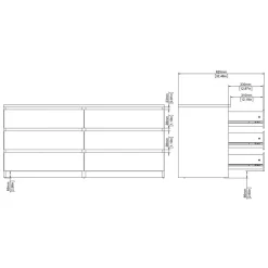Ladekast Luna Wit - 154x71x50 cm