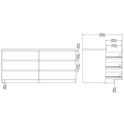 Ladekast Luna Zwart - 154x71x50 cm