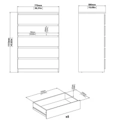 Ladekast Luna Zwart - 77x112x50 cm