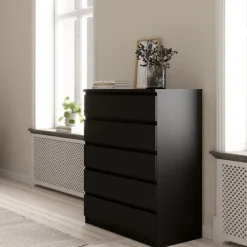 Ladekast Luna Zwart - 77x112x50 cm